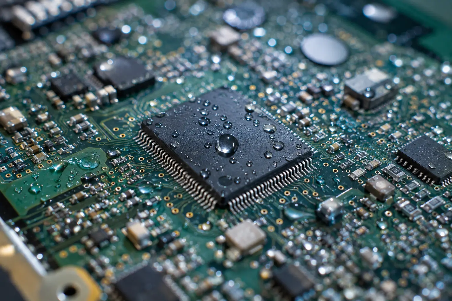 Liquid on circuit board image
