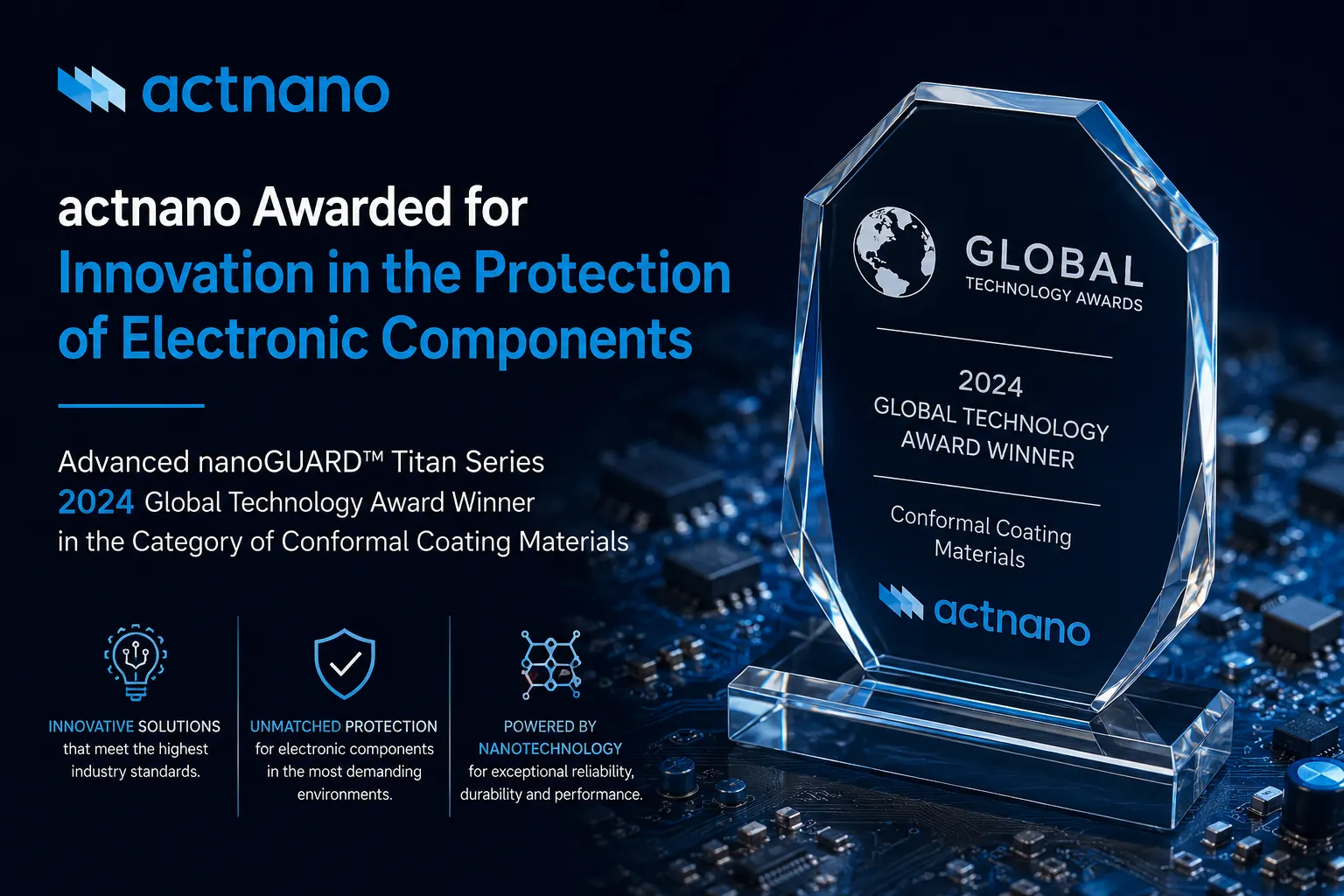 actnano Awarded for Innovation in the Protection of Electronic Components image